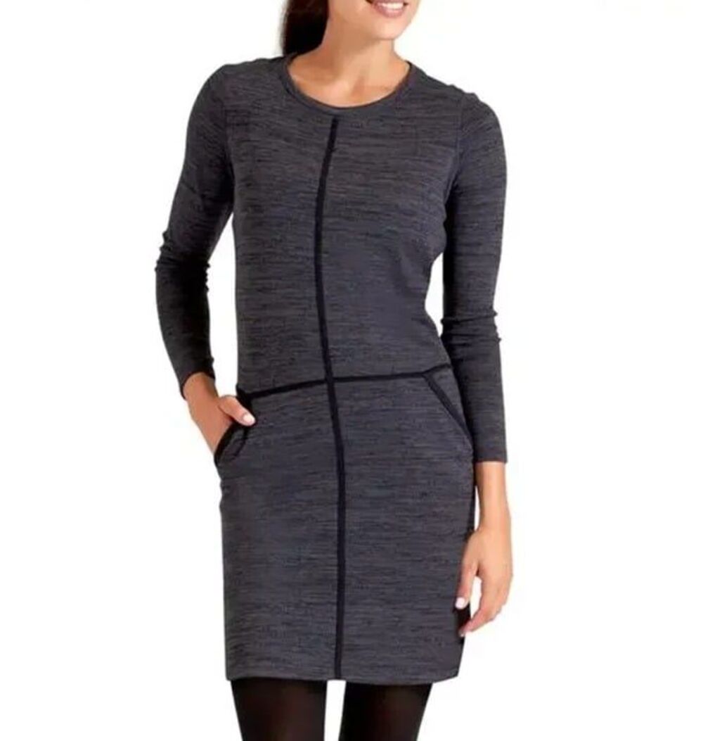 Athleta Destiny Long Sleeve Pocket Dark Grey Space Dye Dress Medium